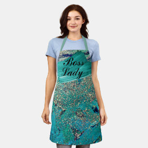 Tablier Glittery Aqua Peinture Strots Boss Lady
