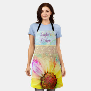 Tablier Glittery Cheery Pastel Sunflower Personnalisé