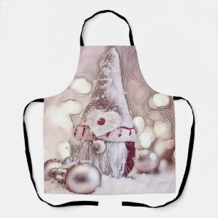 Tablier Gnome rose dans la peinture d'aquarelle de neige