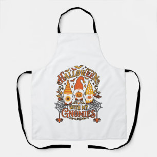 Tablier Gnomes d'Halloween Citrouille Toile d'Araignée Cha