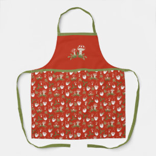 Tablier Gnomes et champignons en vacances Red Woodland