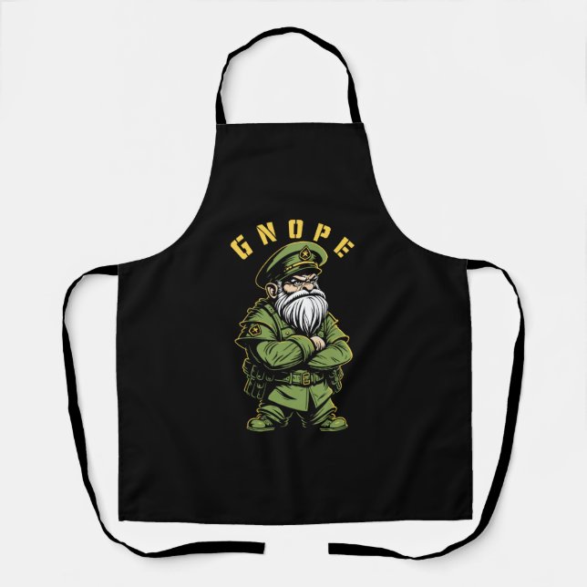 Tablier Gnope Garden Gnome Funny Officier Militaire Garden (Recto)