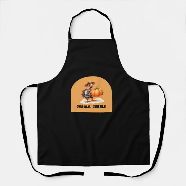 Tablier Gobble, Gobble Thanksgiving Turquie avec Cl Citrou (Recto)