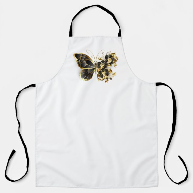 Tablier Gold flower Butterfly with Black Orchid (Recto)