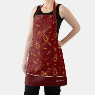 Tablier Gold Foil Noël Arbre Motif Red Holiday