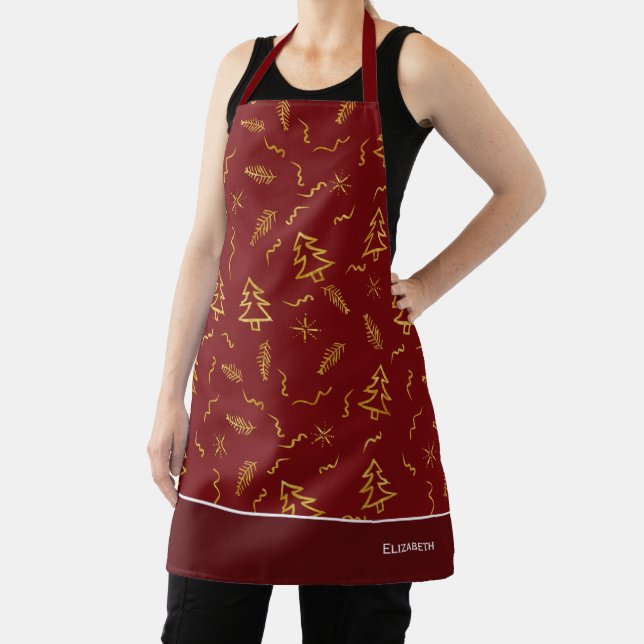 Tablier Gold Foil Noël Arbre Motif Red Holiday (Insitu)