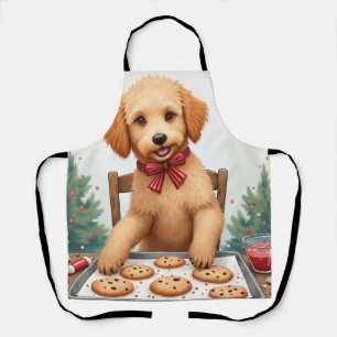 Tablier Golden Doodle Décorant des Cookies de Noël