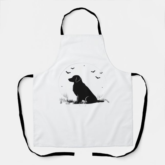 Tablier Golden Retriever Chien - Halloween Moon Silhouette (Recto)