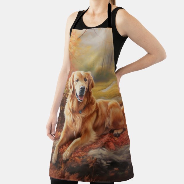 Tablier Golden Retriever en automne Leaves automne Inspire (Insitu)