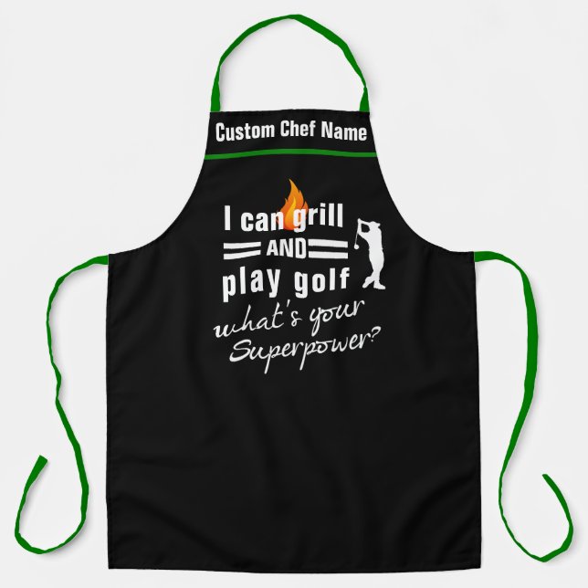 Tablier Golf Grill BBBQ Apron, What's Your Superpower Funn (Recto)
