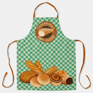 Tablier Goodies cuites Pain Baker's Logo Vert En vichy