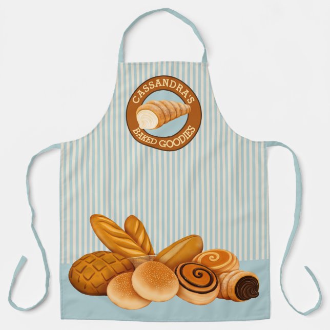 Tablier Goodies cuites Pâtisserie Pain Baker Logo Bleu Gra (Recto)