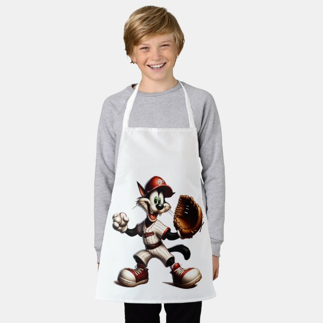 Tablier Goofy Cat Baseball Pitcher Monte (Porté)