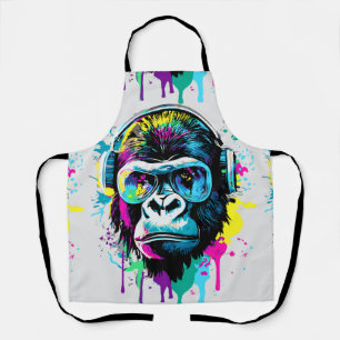 Tablier Gorilla Head - Gorilla Apron - Gorilla colorée