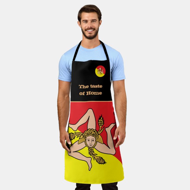 Tablier Goût de la maison & Drapeau sicilien, Sicile /Cuis (Porté)