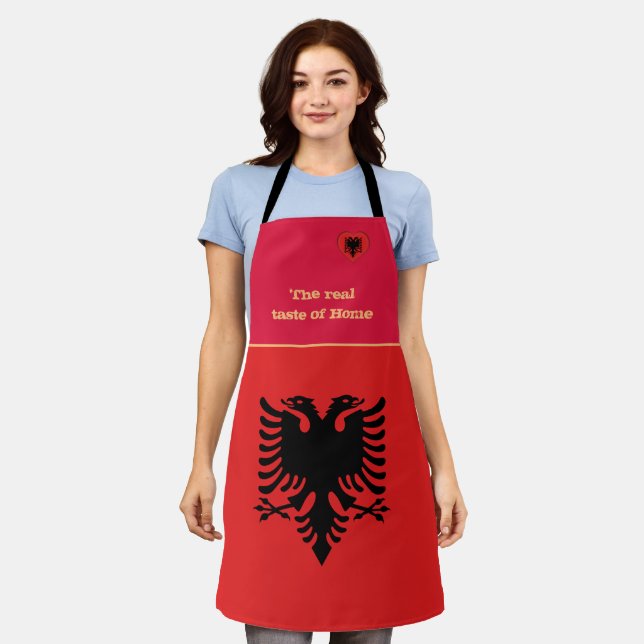Tablier Goût de la maison et drapeau albanais, Albanie /Cu (Porté)