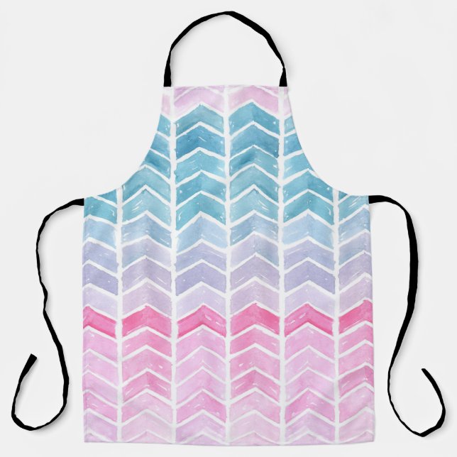 Tablier Gradient Chevron : Aquarelle Motif Herringbone. (Recto)