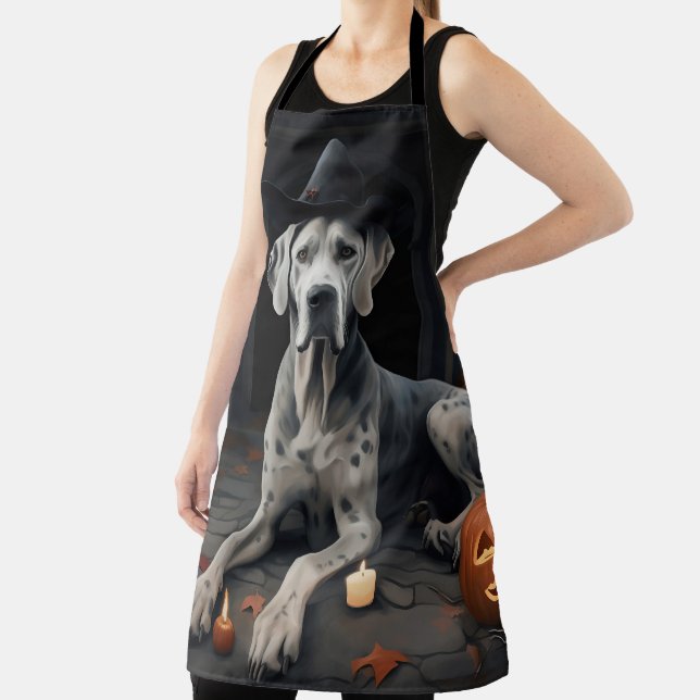 Tablier Grand Dane Citrouille Halloween flip d'effroi (Insitu)