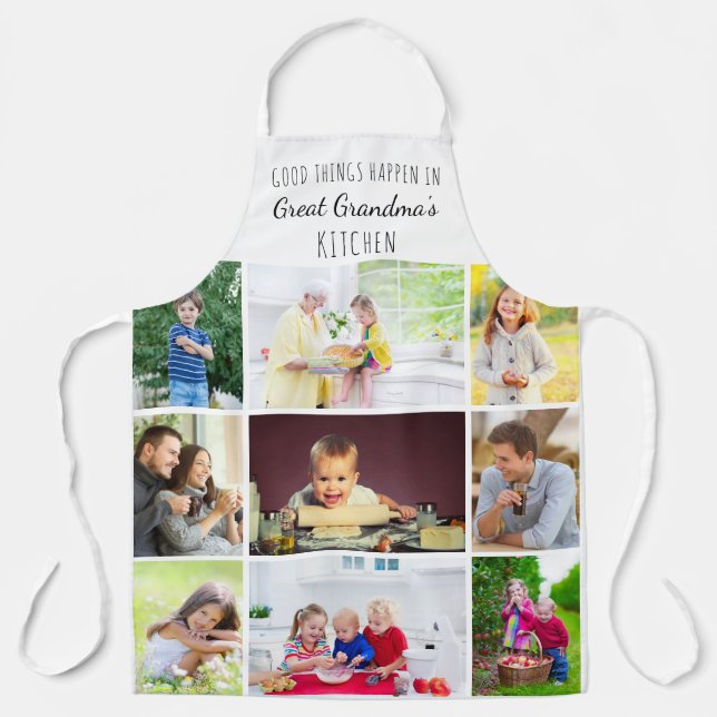 Tablier Grand-mère 9 Photo Collage Citation de cuisine (Recto)