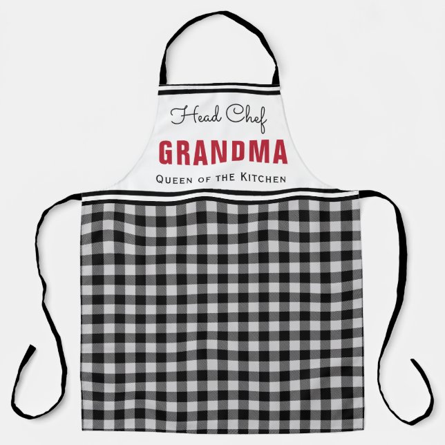 Tablier Grand-mère de Buffalo noir et blanc personnalisée (Recto)