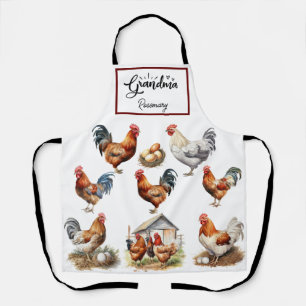 Tablier Grand-mère de poulet coloré et de coq