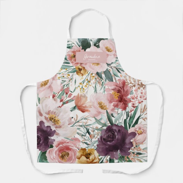 Tablier Grand-mère élégante et florale (Recto)