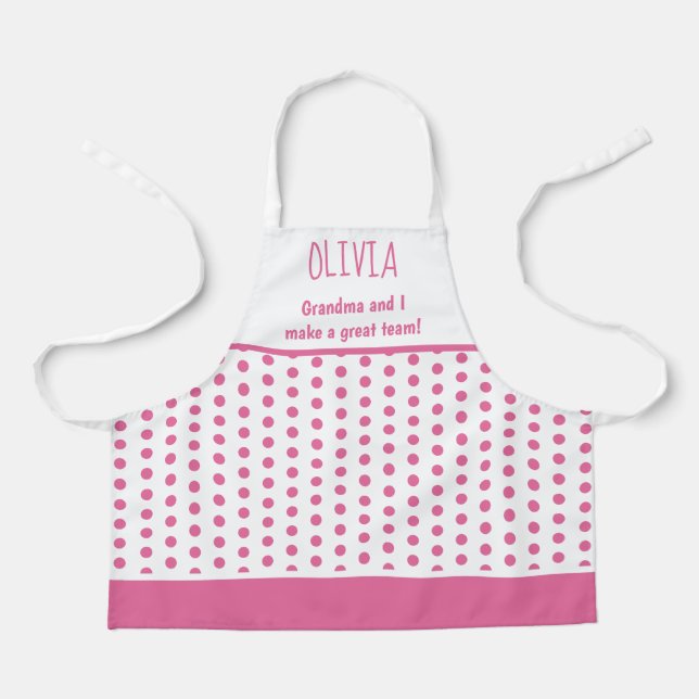 Tablier Grand-mère et enfant Cuisine rose artisanal (Recto)
