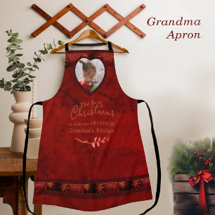 Tablier Grand-mère photo de Noël ROUGE