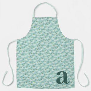 Tablier Grand monogramme de lettre motif floral bleu sarce