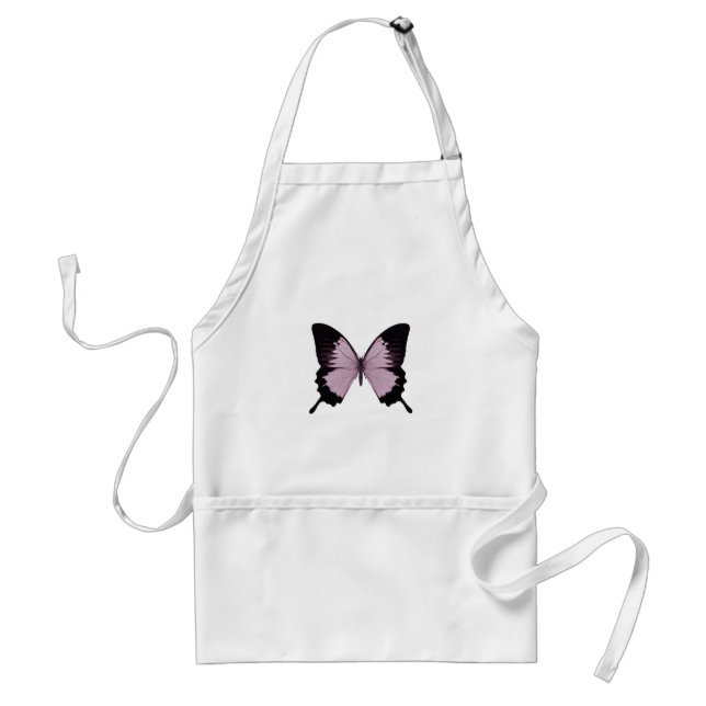 Tablier Grand papillon rose et noir - personnalisez (Devant)