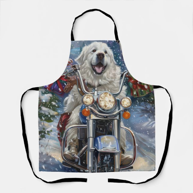 Tablier Grand Pyrénées Chien équitation Moto Noël (Recto)