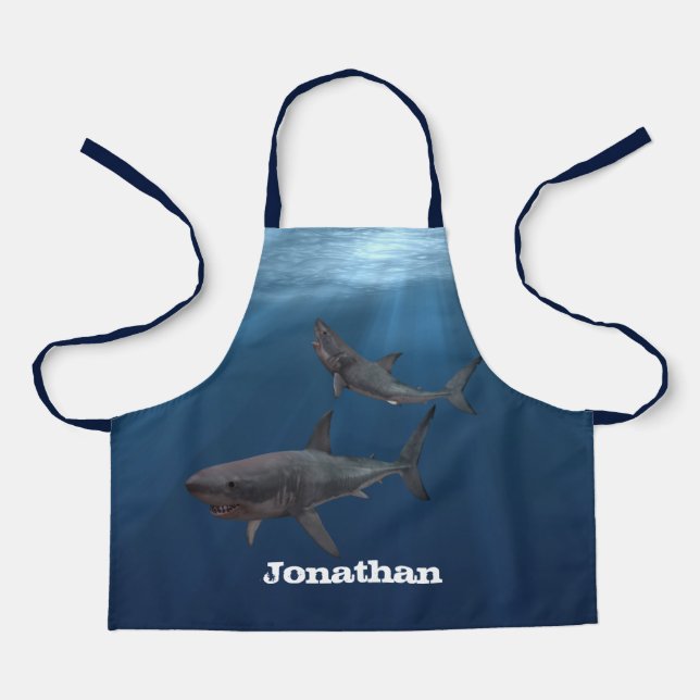 Tablier Grand requin blanc personnalisé (Recto)