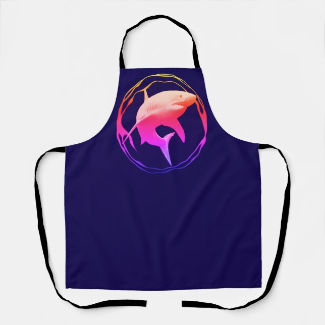 Tablier Grande conception graphique de requins blancs (Recto)