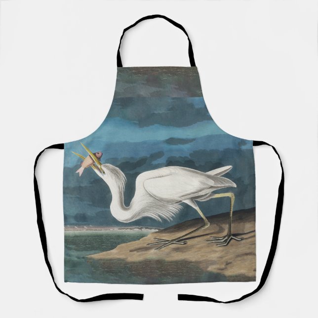Tablier Grande Peinture de la faune d'Audubon Heron blanc (Recto)