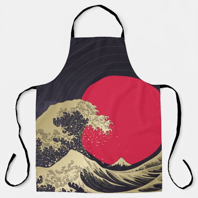 Tablier "Grande vague de kanagawa". Hokusai, vague japonai (Recto)