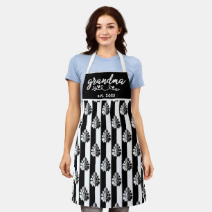Tablier Grandma Est Vintage en noir et blanc