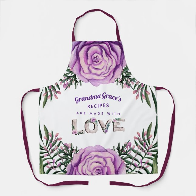 Tablier Grandma Grandkids Cadeau Floral Cuisine Baking Che (Recto)
