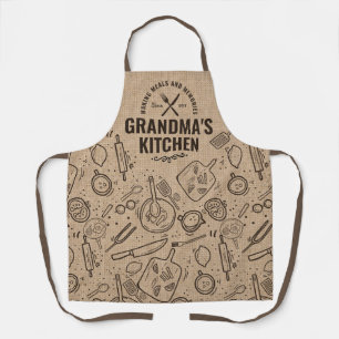 Tablier Grandmas Cadeau Nana Burlap Cuisine Baking Apron 