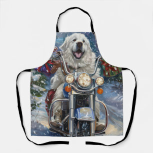 Tablier Grands Pyrénées Chien à moto Noël