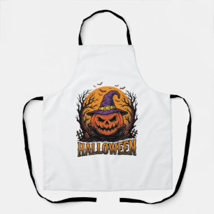 Tablier Graphisme de chapeau de sorcière de citrouille Hal