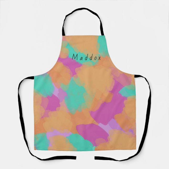 Tablier Gras coloré Artiste moderne Motif + Nom personnali (Recto)