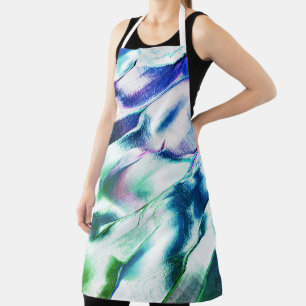 Tablier Gravé de métal mat, vert à bleu tache lilas