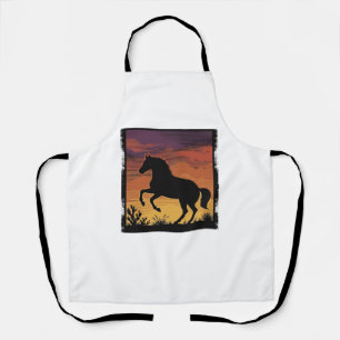 Tablier Gravure occidentale silhouette de cheval au couche