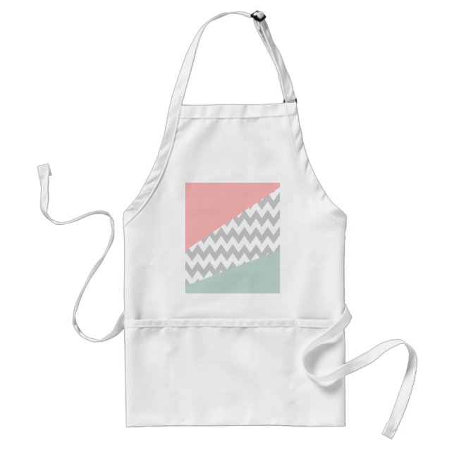 Tablier Gray Chevron Mint et Coral (Devant)