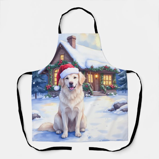 Tablier Great Pyrenees Snowy Mountain Lodge Santa Hat (Recto)