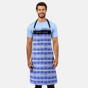 Tablier Grec Fret Arabesque Bleu, Votre Nom, Personnaliser
