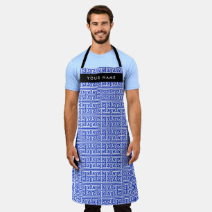 Tablier Grec Meander Key H Blue, Votre Nom, Personnaliser
