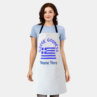 Tablier Greek Goddess and Flag of Greece Personalized 