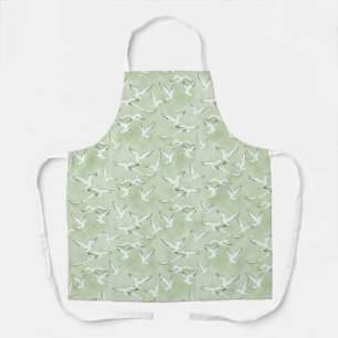 Tablier Green And White Seagull Beach Bird Pattern
