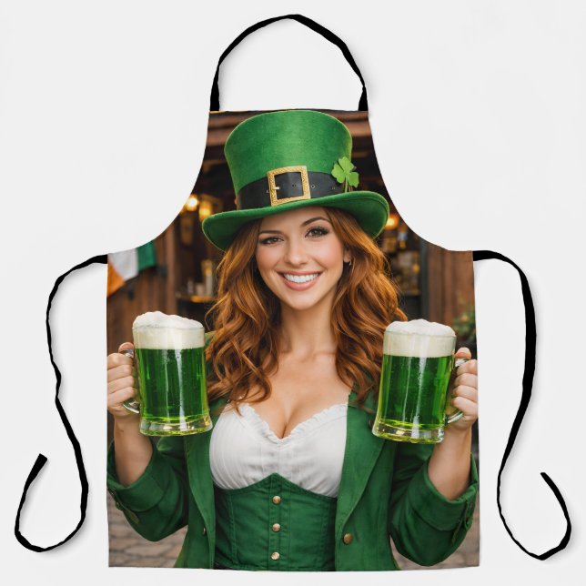 Tablier Green Beer Irish All-Over Print Apron (Recto)
